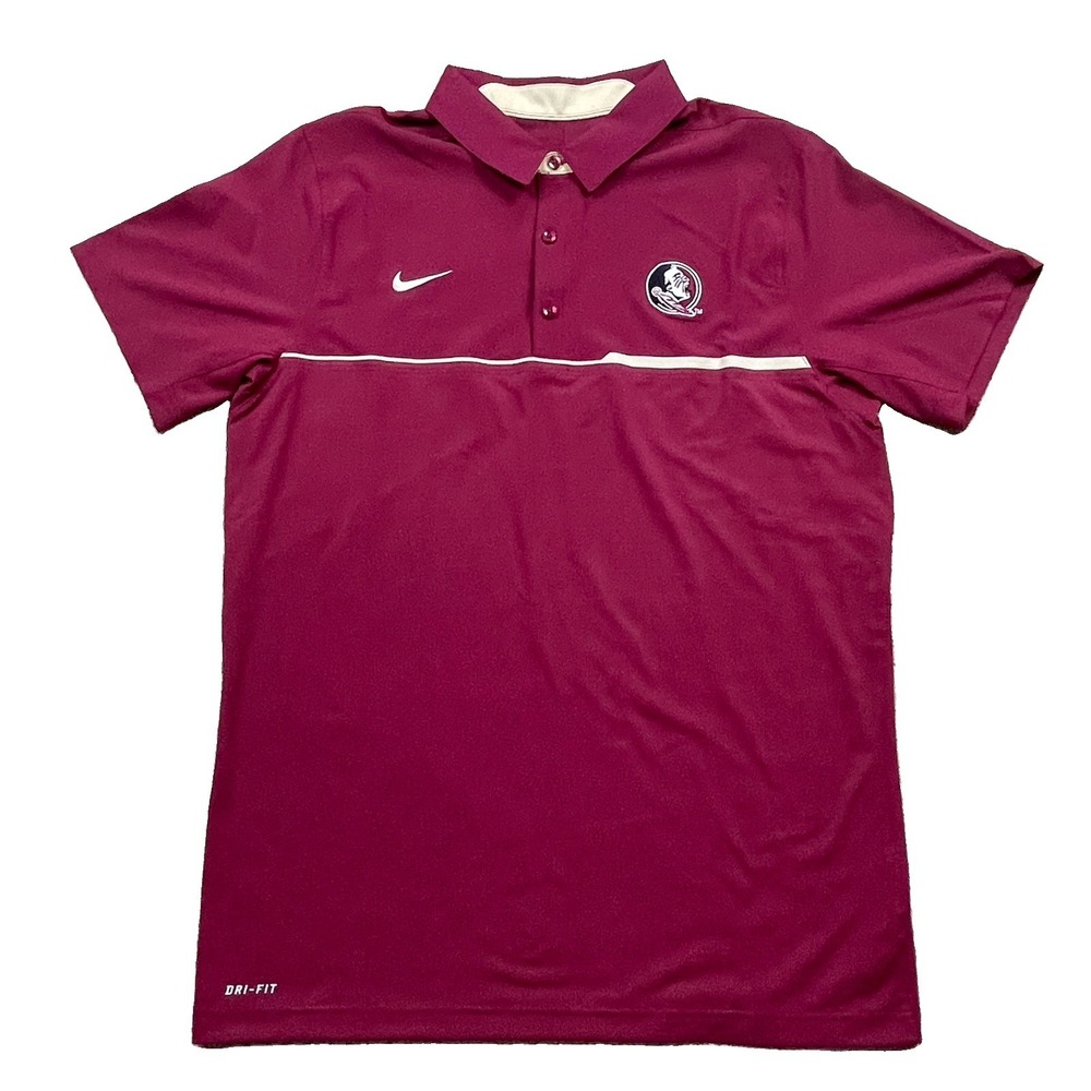 Nike FSU Florida State Seminoles Polo Shirt Mens Large Maroon Dri-Fit 746954-614